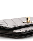 Lambskin Quilted Trendy CC Wallet On Chain WOC Dark Brown