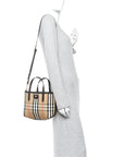 Grainy Calfskin Mini Reversible Tote Peat Sand