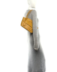 Grained Calfskin Maxi Intrecciato Medium Arco Mustard Yellow