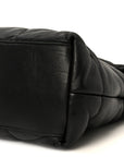 Lambskin Quilted Monogram Monochrome Medium Loulou Puffer Chain Satchel Black