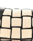 Canvas Intrecciato Padded Cassette Crossbody Bag Natural Black