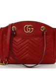 Calfskin Matelasse Medium GG Marmont Open Top Shoulder Bag Hibiscus Red