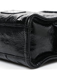 Shiny Crinkled Calfskin Mini The Tote Bag Black