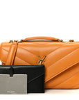 Lambskin Chevron Quilted Small Loulou Bag Sunflower