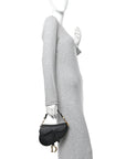 Grained Calfskin Mini Saddle Bag Black