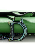 Goatskin Saddle Chain Wallet Pouch Bright Green