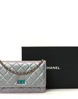 Iridescent Lambskin Quilted Reissue Wallet On Chain WOC Light Purple