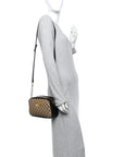 Monogram Matelasse Diagonal Small GG Marmont Chain Shoulder Bag Beige Black
