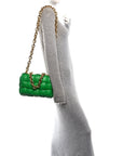 Lambskin Maxi Intreccio Padded Chain Cassette Crossbody Bag Racing Green