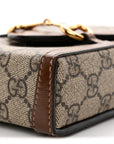 GG Supreme Monogram Mini Horsebit 1955 Crossbody Bag Beige Brown Sugar