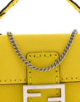 Cuoio Roma Sellerissima Nappa Sintetica Tape Stitch Mini Baguette Acid Yellow