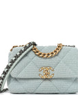 Tweed Quilted Medium CHNL 19 Flap Blue Multicolor