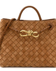 Suede Intrecciato Small Andiamo Shoulder Bag Amber