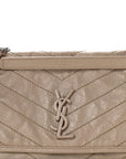 Crinkled Calfskin Matelasse Monogram Medium Niki Chain Satchel Gold Sand