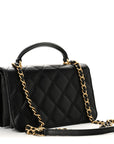 Caviar Quilted Mini Top Handle Flap Black