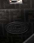 Cuoio Romano Selleria Vitello Grace Glazed Fabric FF 1974 Large Peekaboo Iconic Essential Satchel Black