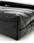 Calfskin Y Quilted Monogram Toy Loulou Crossbody Bag Black