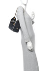 Braided Raffia Calfskin Quilted Mini CHNL 25 Handbag Black White