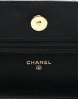Lambskin Quilted Wallet On Chain WOC Black