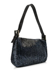 Satin Beaded Baguette Blue Brown