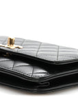 Lambskin Quilted Trendy CC Wallet On Chain WOC Black