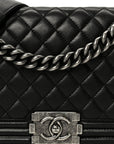 Lambskin Quilted Medium Boy Flap Black