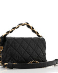 Crumpled Lambskin Quilted Small CC Links Shoulder Bag Black