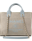 Mixed Fibers Calfskin Small Deauville Tote Grey Light Blue