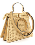 Raffia Embroidered Vitello King Shiny Nappa Intreccio Small Peekaboo I SEE U Satchel Sahara