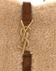 Shearling Suede Mini Le 5 A 7 Vertical Hobo Natural Beige Dark Cigar