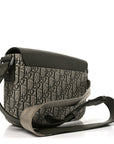 Oblique Jacquard Grained Calfskin Small Saddle Messenger Bag With Flap Green