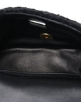 Tweed Quilted Mini Square Flap Black