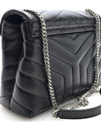 Calfskin Y Quilted Monogram Small Loulou Chain Satchel Black