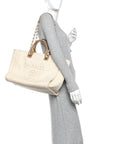 Canvas Pearl Medium Deauville Tote Ecru Beige