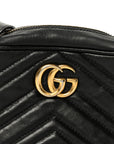 Calfskin Matelasse Mini GG Marmont Chain Shoulder Bag Black