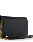 Shiny Calfskin Triomphe Margo Wallet on Chain Black