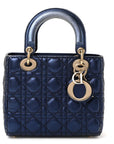 Metallic Lambskin Cannage Small My ABCD1OR Lady D1OR Blue