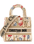 Canvas Embroidered Hibiscus Printed Medium Lady D-Lite Beige Multicolor