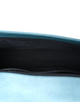 Patent Calfskin Quilted New Medium Plexiglass Boy Flap Turquoise