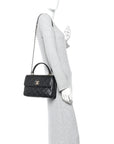 Lambskin Quilted Small Trendy CC Dual Handle Flap Bag Black
