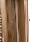 Metallic Lambskin Quilted Trendy CC Wallet On Chain WOC Gold