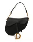 Grained Calfskin Saddle Bag Black