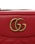 Calfskin Matelasse Medium GG Marmont Chain Shoulder Bag Hibiscus Red