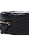 Caviar Quilted Round Filigree Crossbody Black
