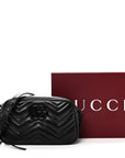 Calfskin Matelasse Monochrome Small GG Marmont Chain Shoulder Bag Black
