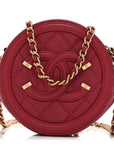 Caviar Quilted Round Filigree Crossbody Red