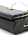 Grained Calfskin Caro Double Pouch Black