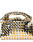Metallic Lambskin Intrecciato Mini Hop Silver Gold