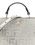 Crystal Vitello Laminato FF Petite Peekaboo I SEE U Satchel Crystal Argento