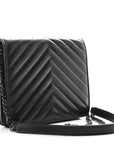 Aged Calfskin Chevron Quilted Reissue 2.55 Square Wallet On Chain WOC So Black